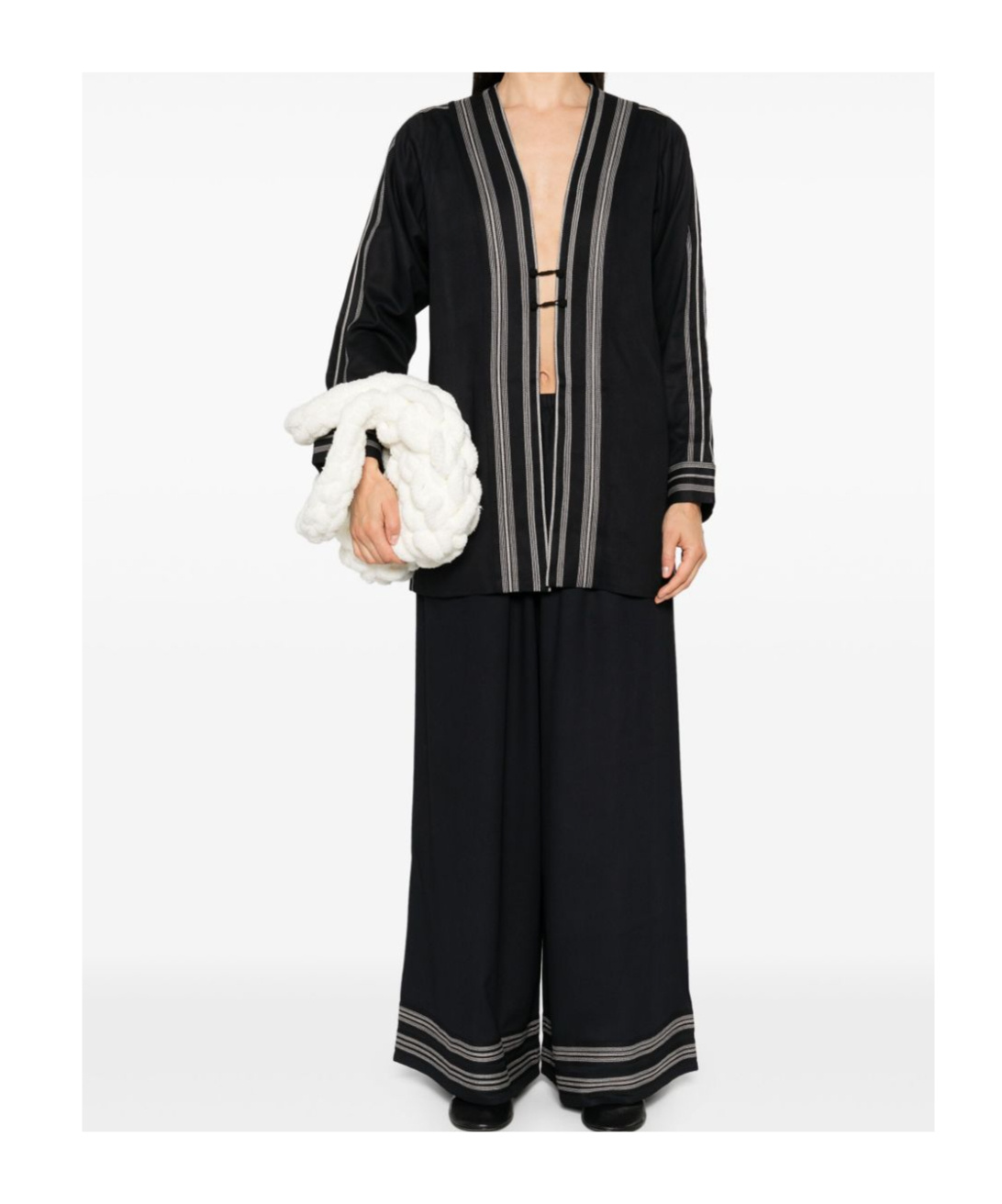 Bode Wide-leg Casual Pants In Black