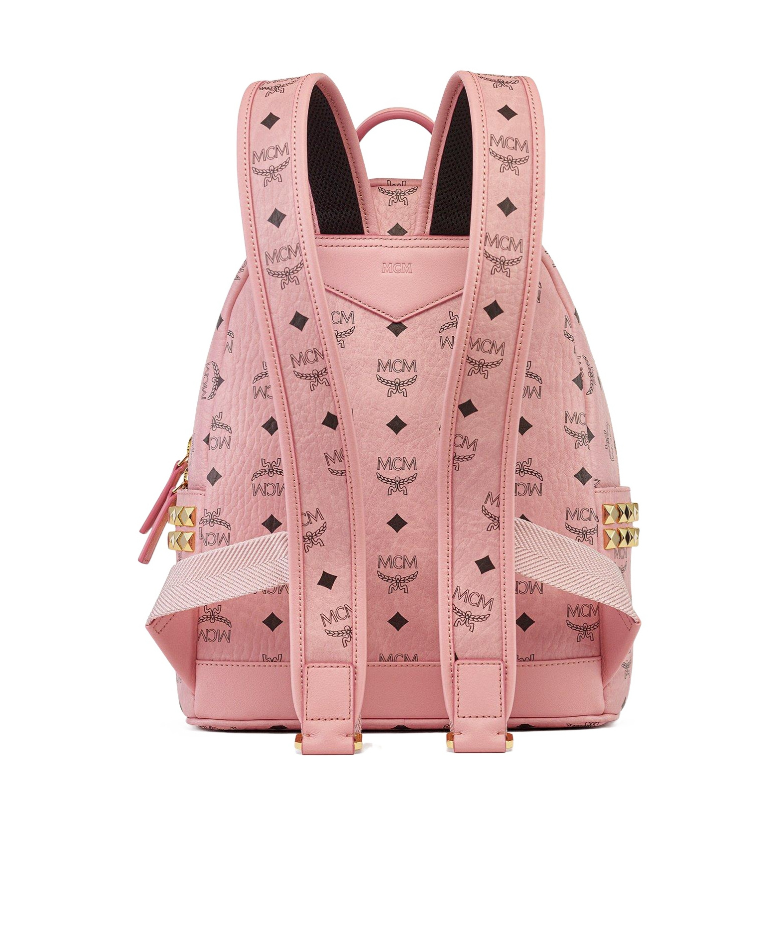 Mcm Stark Side Studs Backpack In Visetos In Pink