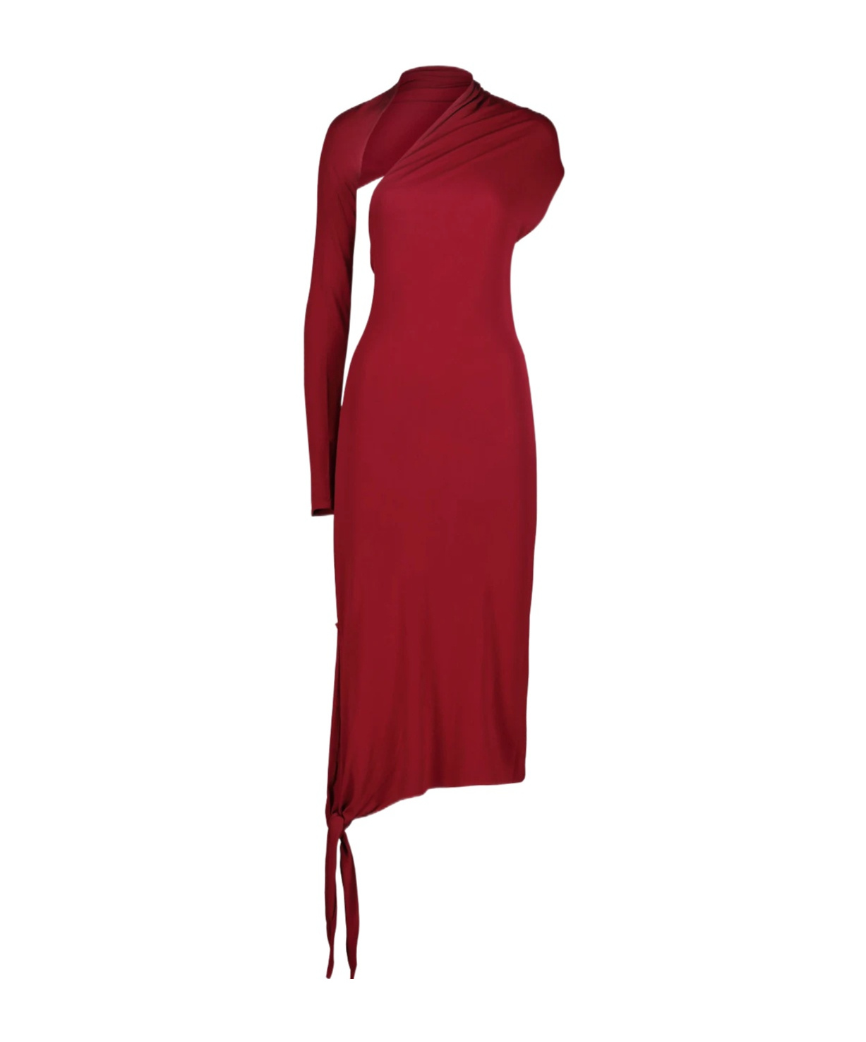 Courrèges Long Slash Crepe Dress In Red