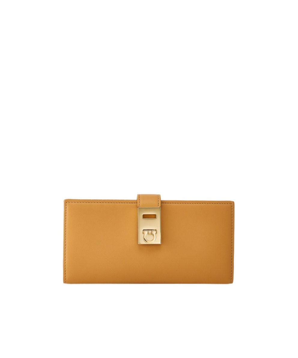 Ferragamo Hug Series Horse Strap Buckle Wallet In Brown