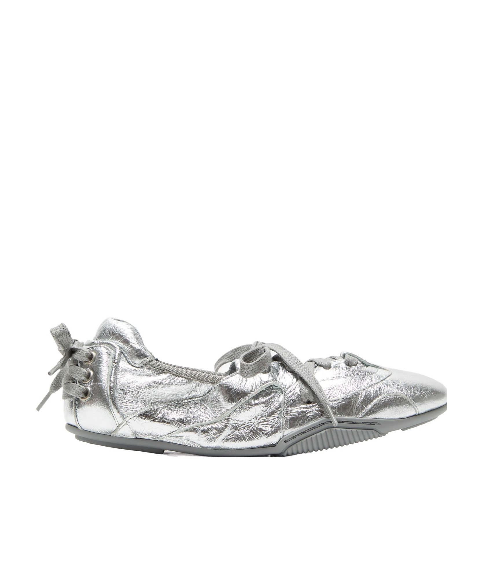 Acne Studios Ballerinas Aus Metallic-leder In Gray