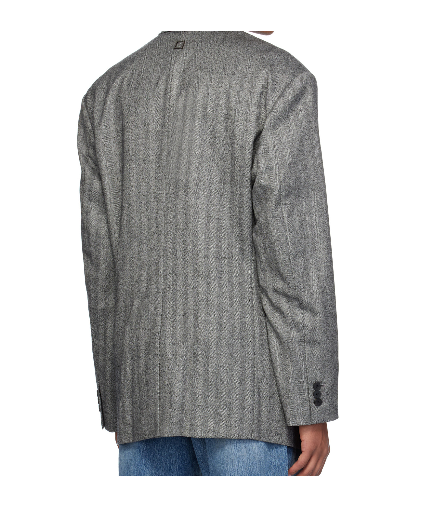 Wooyoungmi Gray Herringbone Wool Single Blazer In Gray