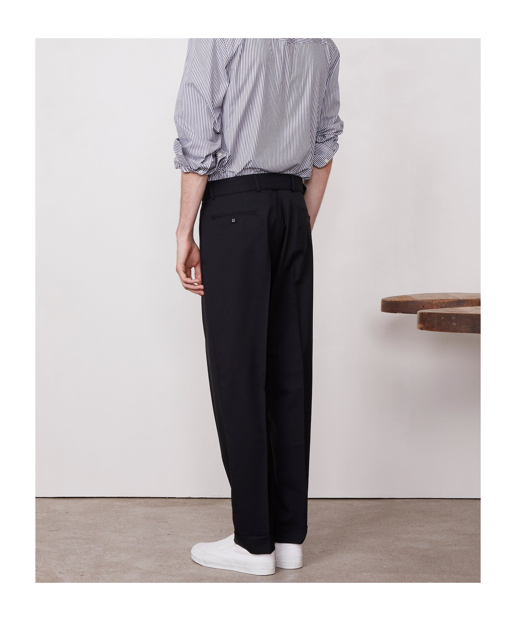 Officine Generale Hoche Slim Fit Wool Pants In Black