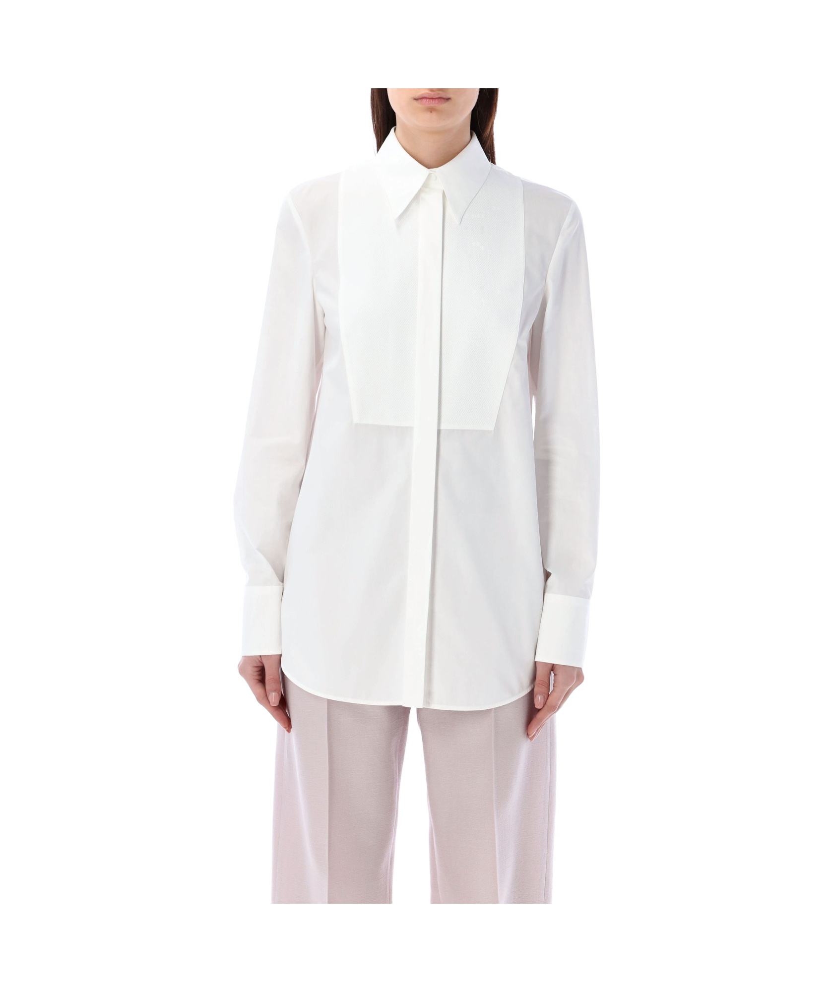 Valentino Panelled-design Cotton Shirt In White