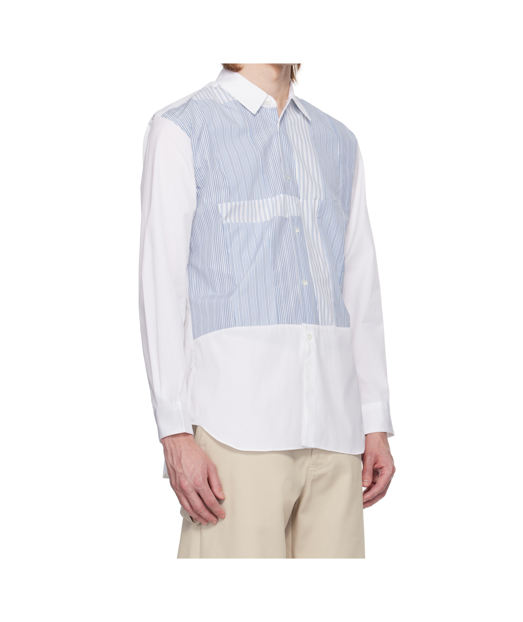 Comme Des Garçons White Long Sleeve Striped Shirt
