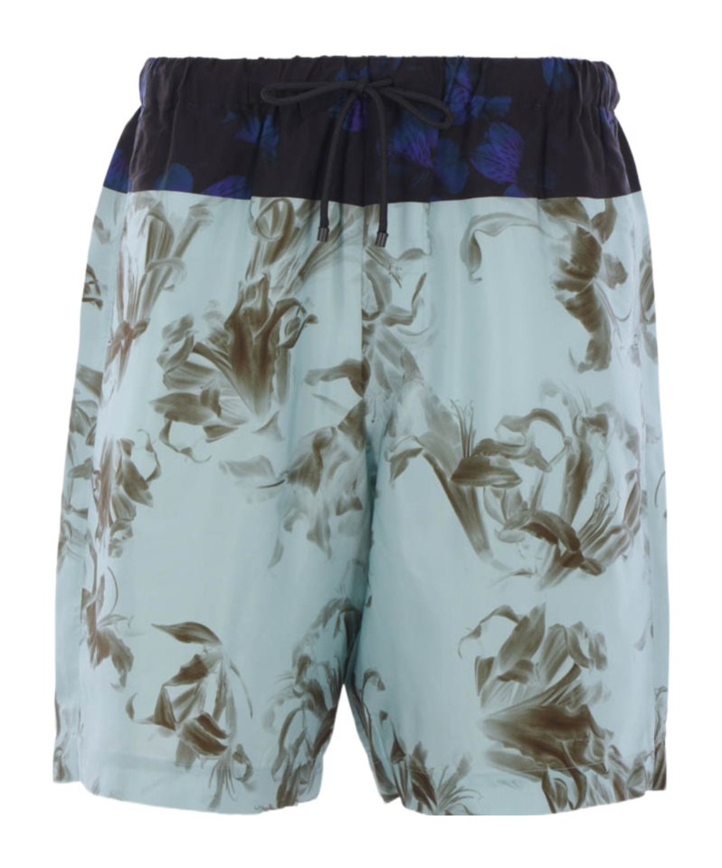 Dries Van Noten Floral Printed Drawstring Shorts In Blue