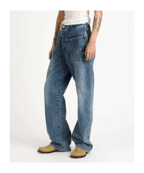 Jw Anderson Womens Twisted Workwear Jeans In Mid Blue In Blue