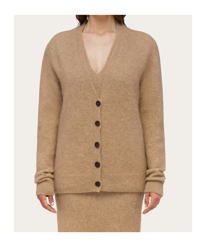 Ferragamo Oversize Wool And Alpaca Cardigan In Brown
