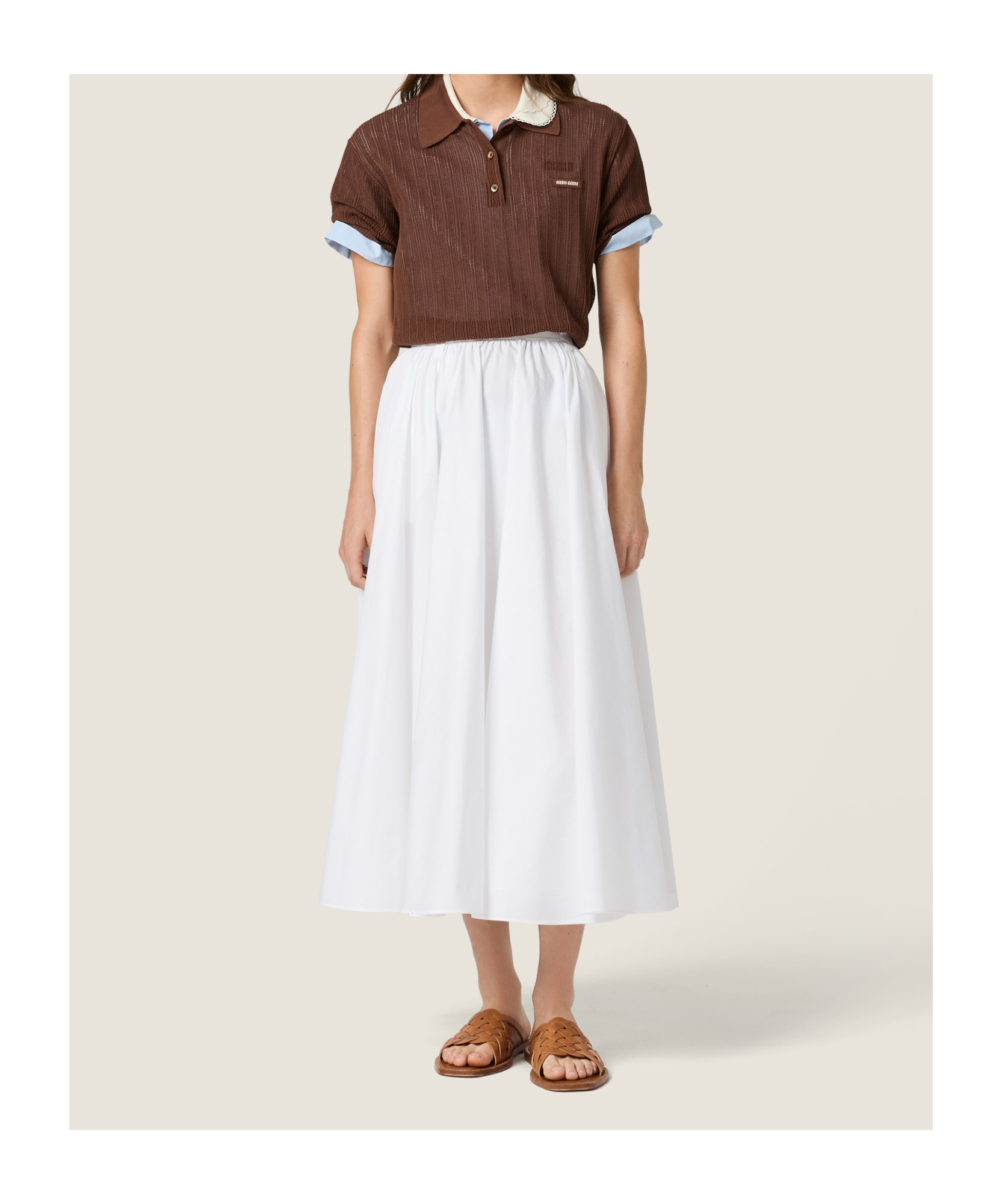 Miu Miu Poplin Maxi-skirt In White