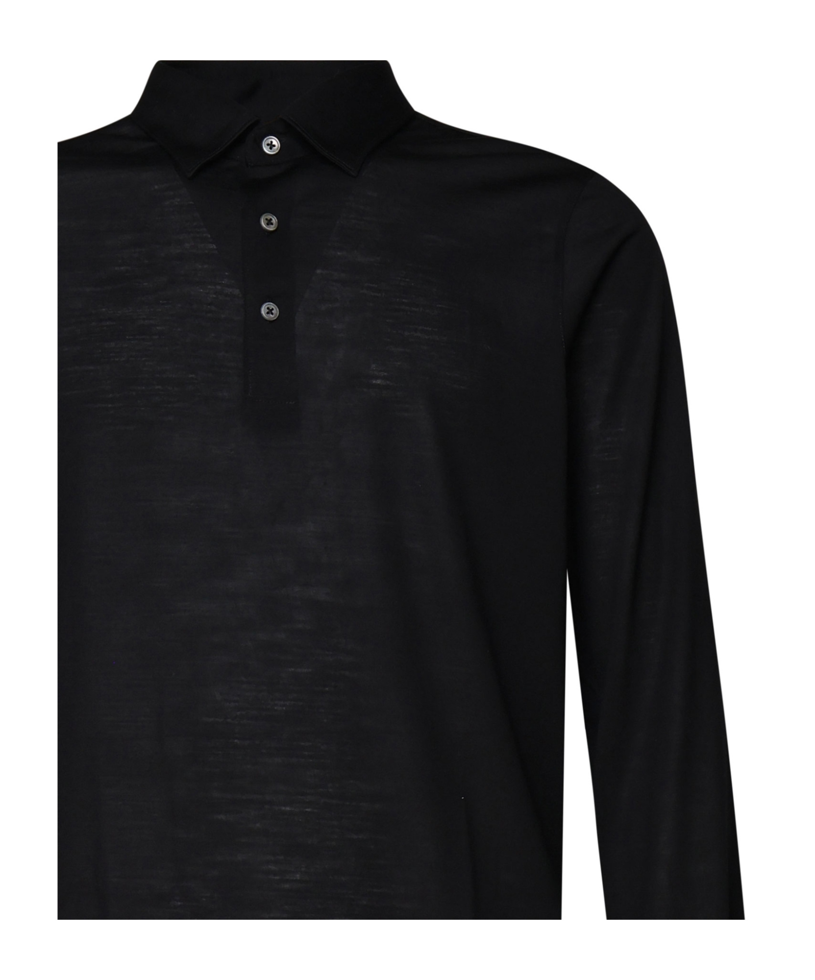 Giuliano Galiano Long-sleeved Knitted Polo Shirt In Black
