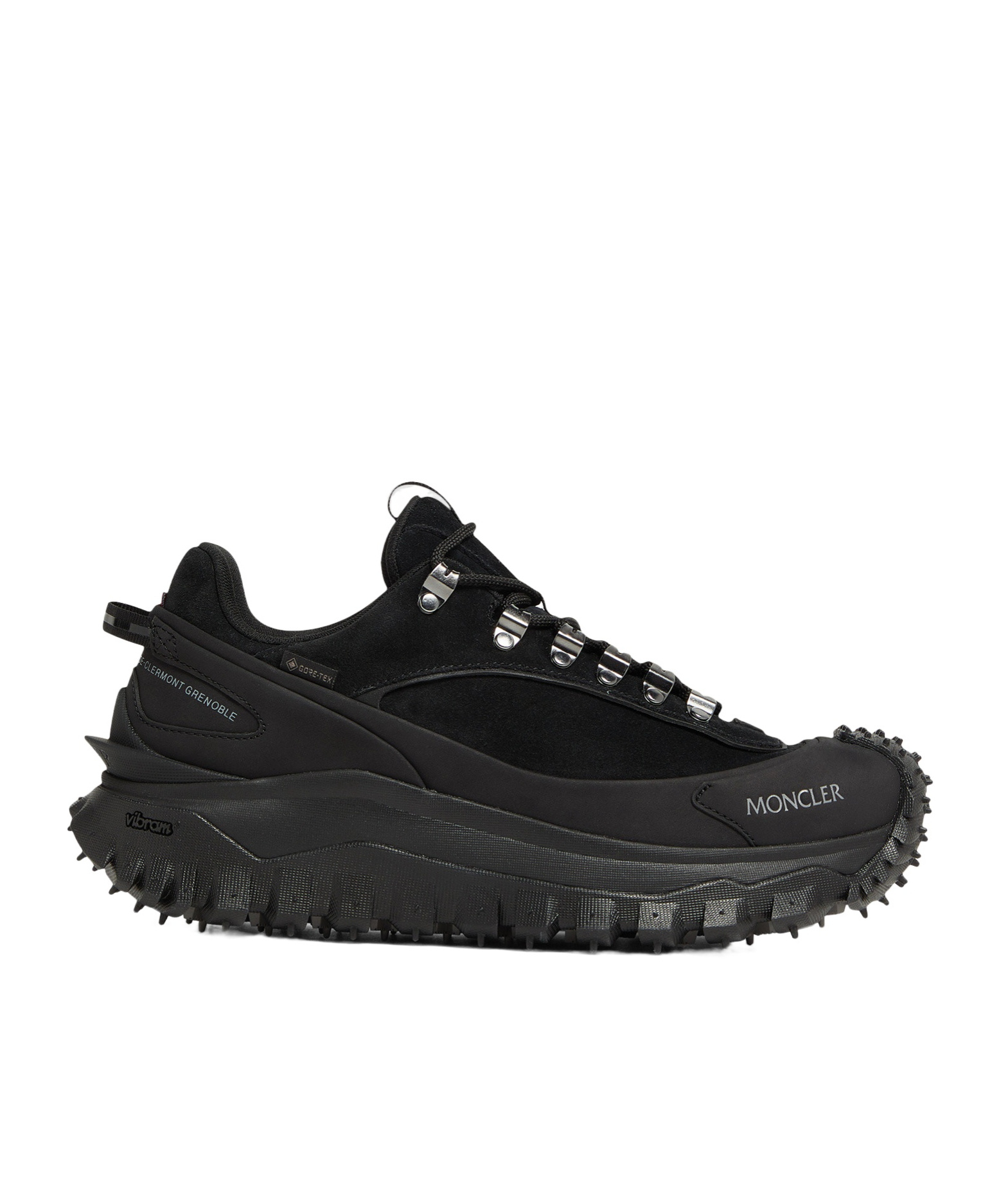 Moncler Trailgrip Apex Leather And Suede Sneakers In Black