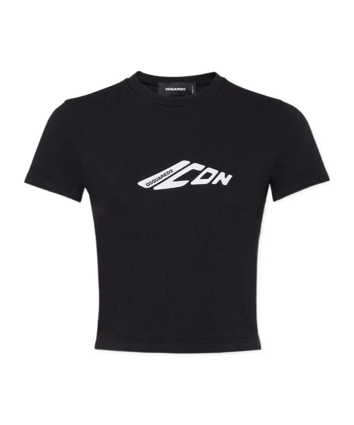 Dsquared2 Signature Icon Cropped T-shirt In Black
