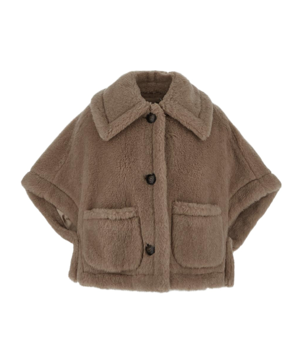 Max Mara Teddy Short-sleeve Cropped Jacket In Brown