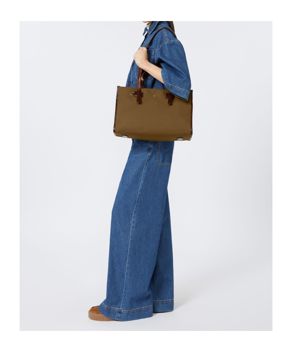 Weekend Max Mara Cotton And Leather Shopping Tote