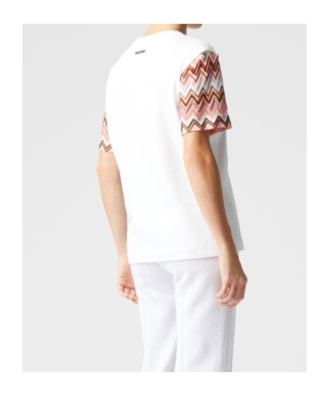 Shop Missoni Contrast-sleeve T-shirt In White