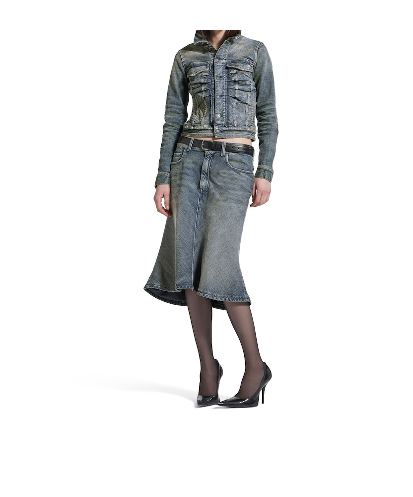Balenciaga Women's Godet Midi Skirt In Blue In Blue