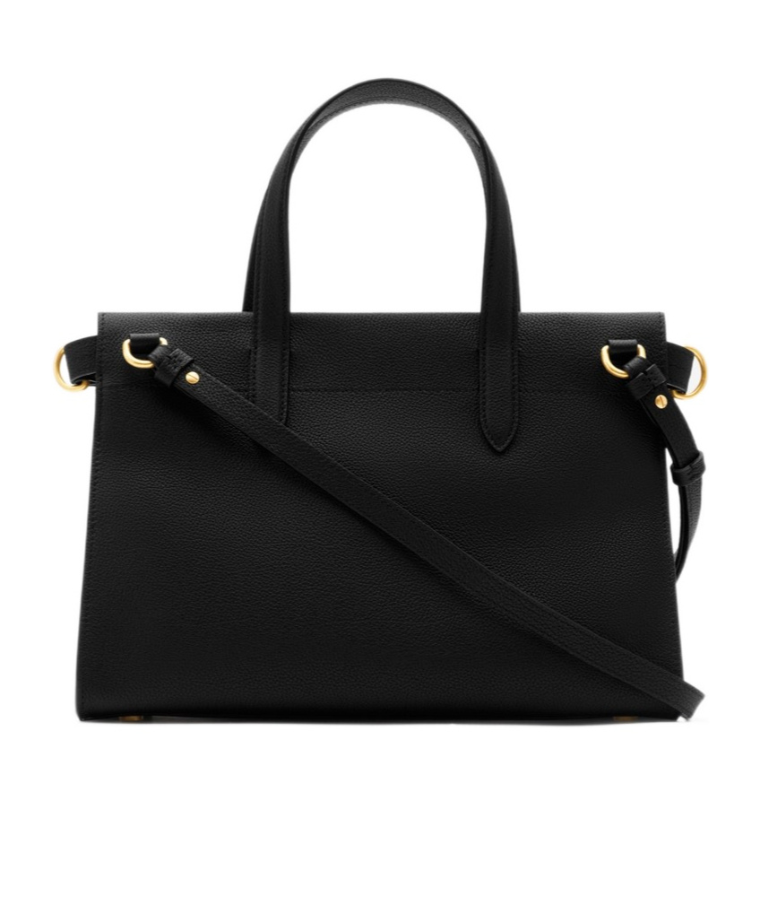 Burberry Mini Cotswold Grained Leather Top Handle Bag In Black