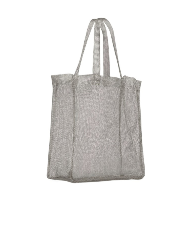 The Row Imogen Mini Tote Bag In Steel Mesh In Silver
