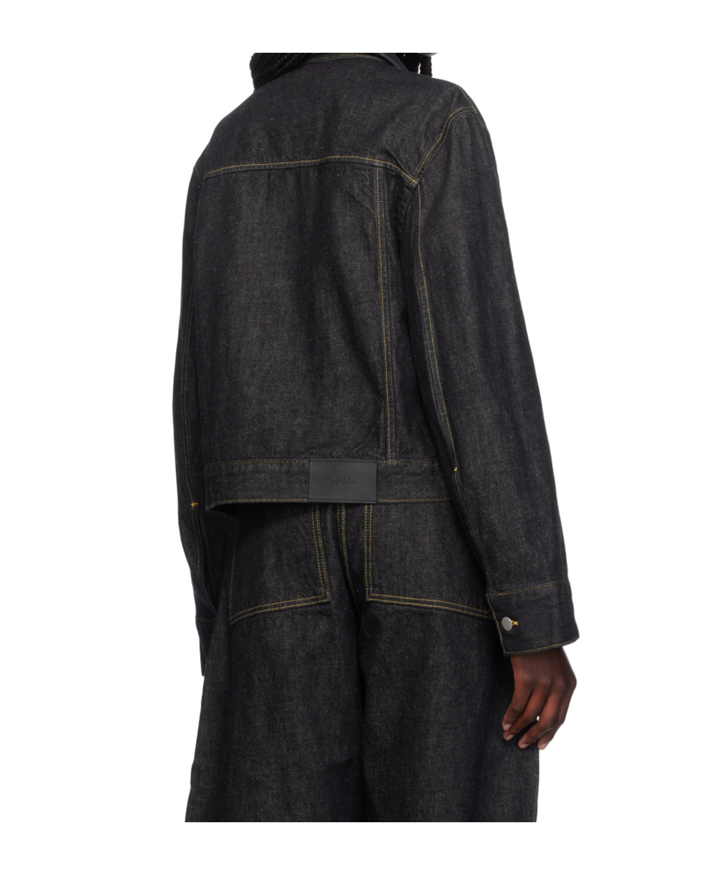 Studio Nicholson Collared Jacket With Contrast Stitching And Pockets In Black