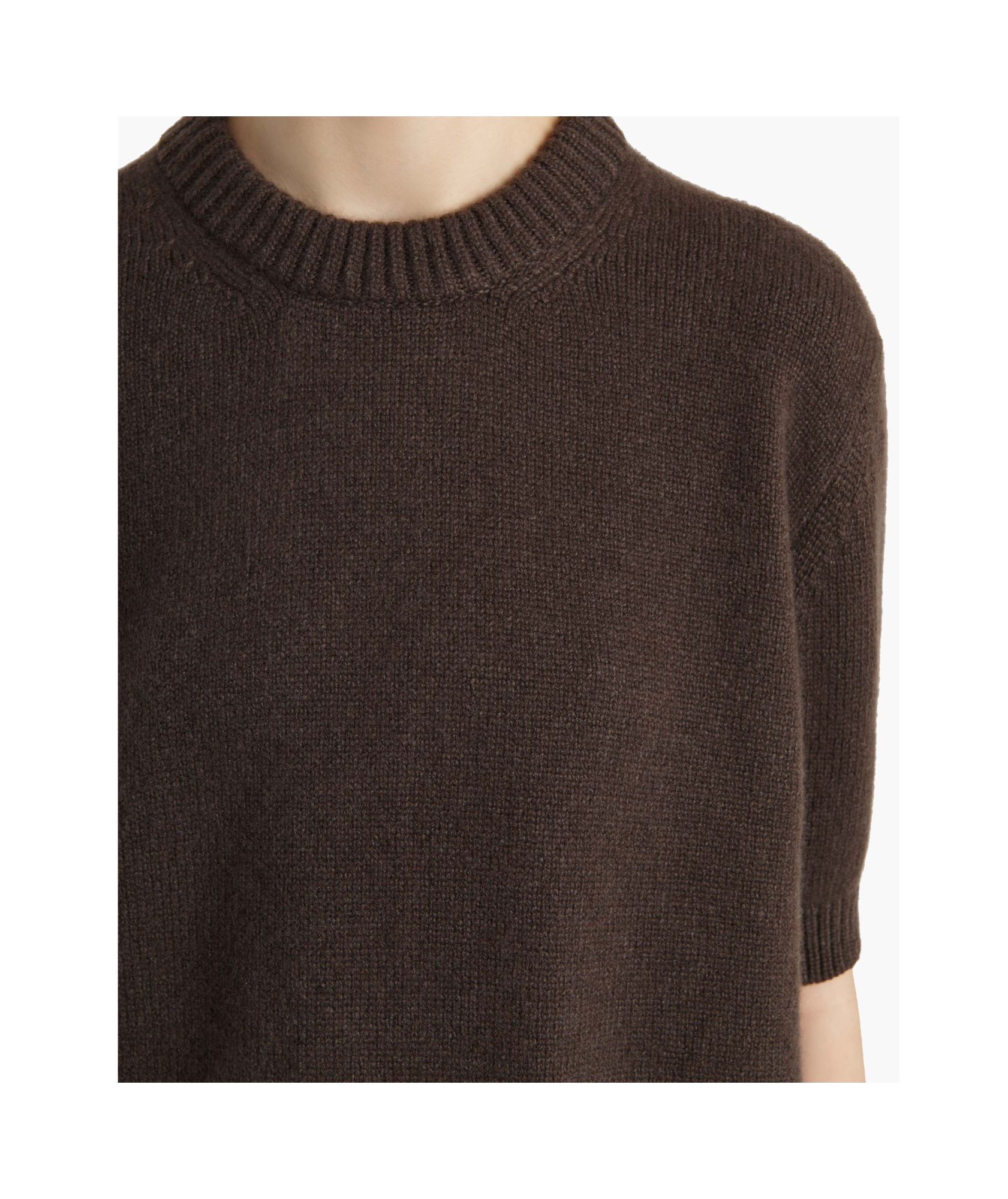 Khaite Davin Short-sleeve Sweater In Brown