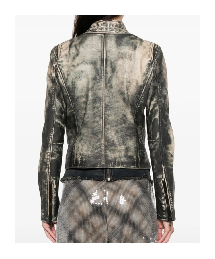 Diesel L-uxure Zip-fastening Leather Jacket In Multi