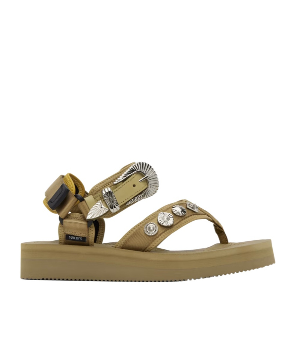 Toga Pulla X Suicoke Sandals With Flat Soles In Green