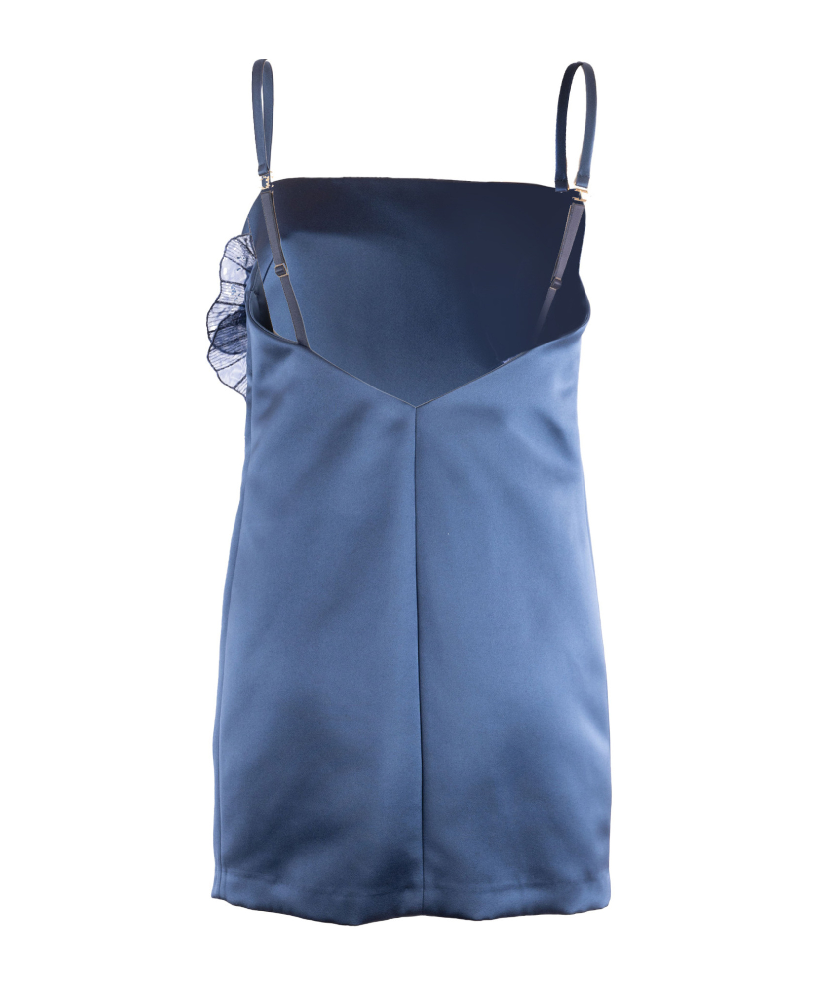 Elisabetta Franchi Embroidered Flower Duchesse Dress In Blue