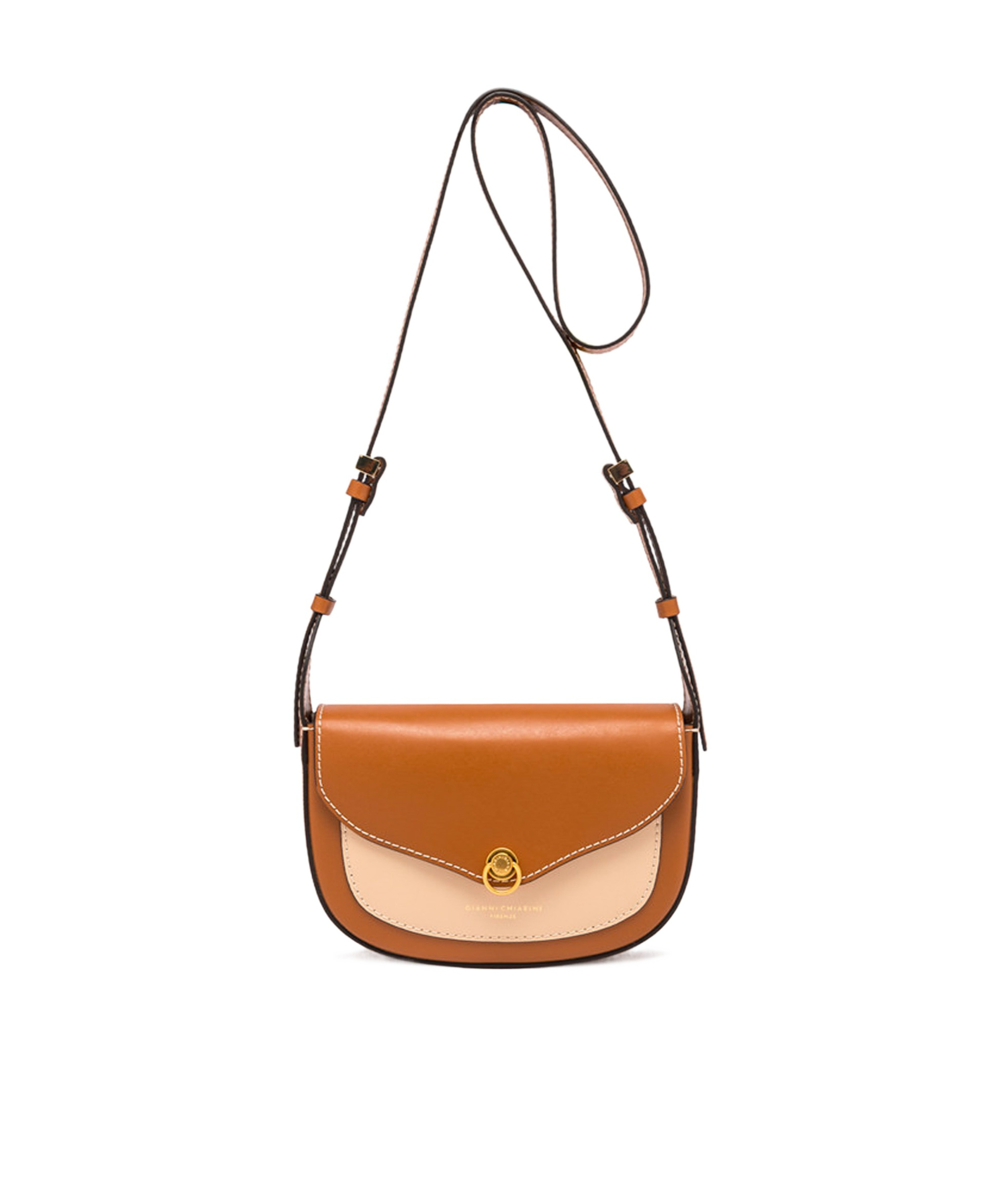 Gianni Chiarini Isa Leather Shoulder Bag With Flap In Brown