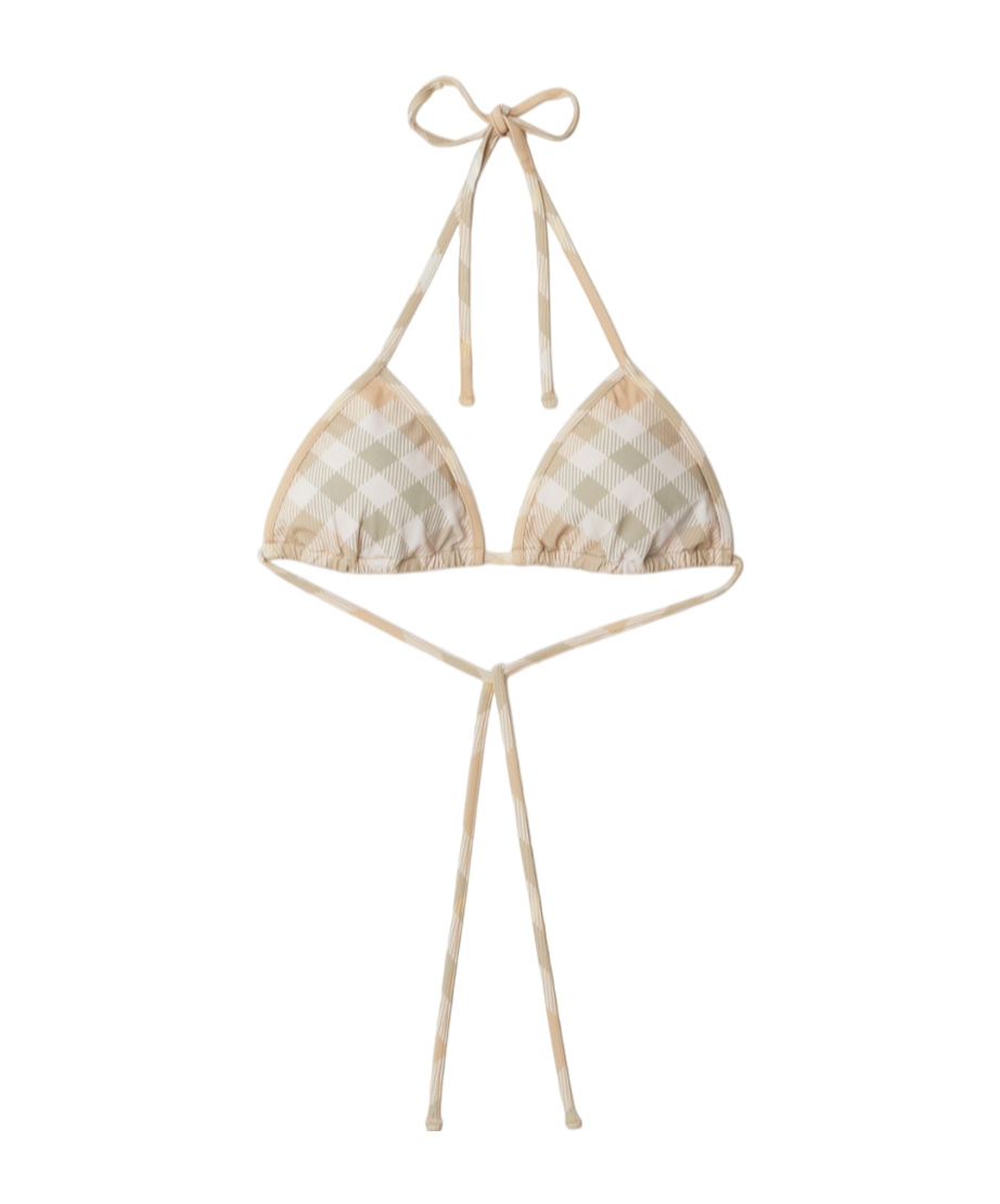 Burberry Check Triangle Bikini Top In Nude