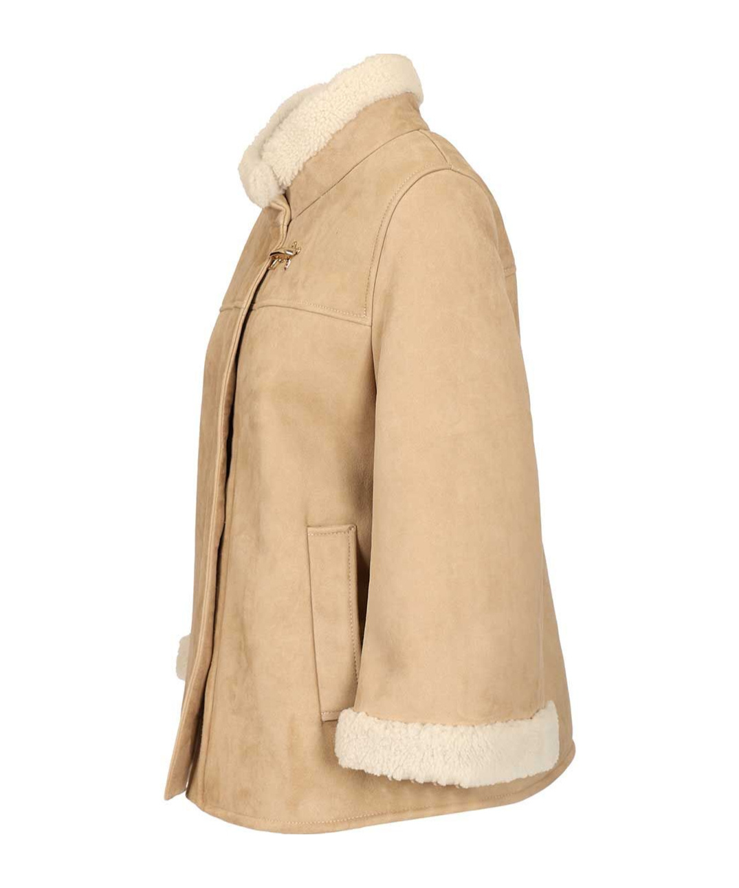 Fay Stand Collar Leather Jacket In Nude