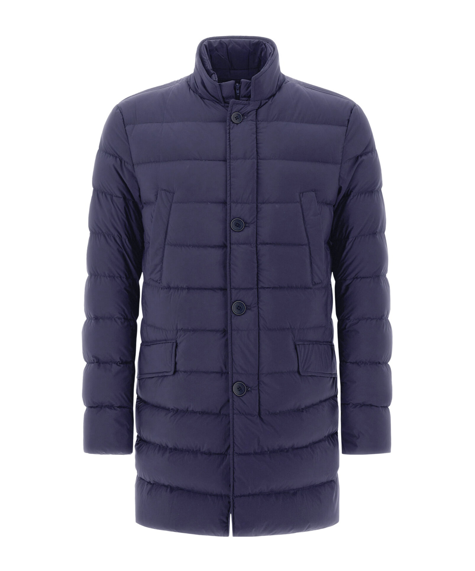 Herno Midnight Blue Polyester Down Jacket In Animal Print