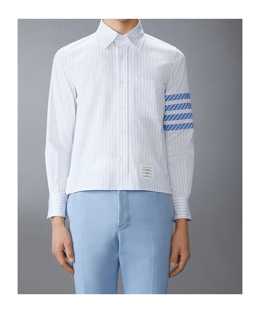 Thom Browne Striped Shirt In Blue