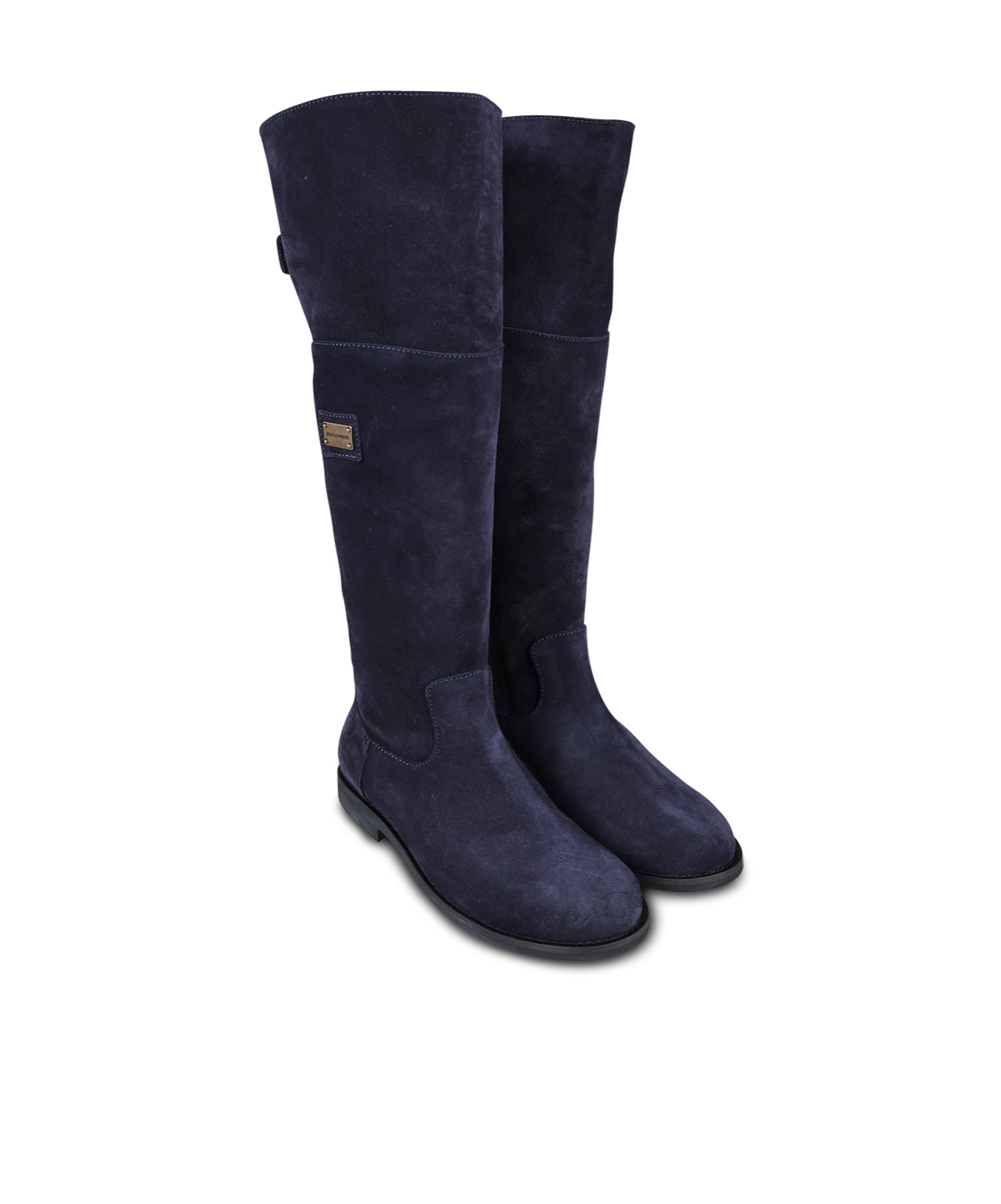 Dolce & Gabbana Round-head Flat Boots In Black
