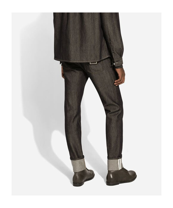Dolce & Gabbana Regular-fit Blue Denim Jeans In Black