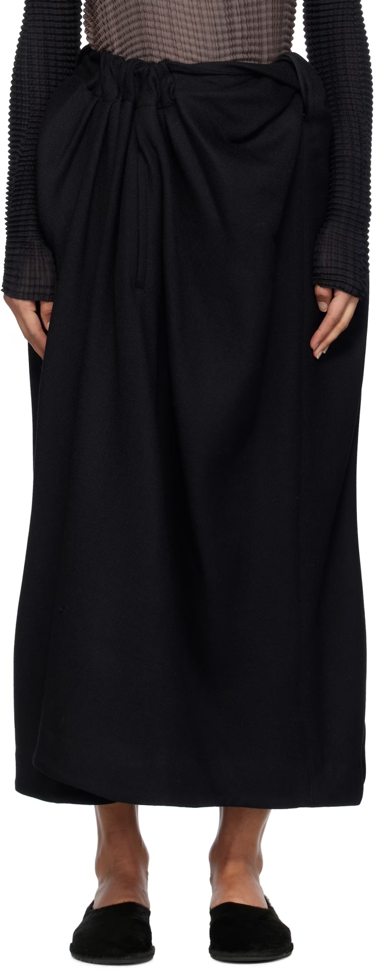Issey Miyake Black Entwine Maxi Skirt In Black