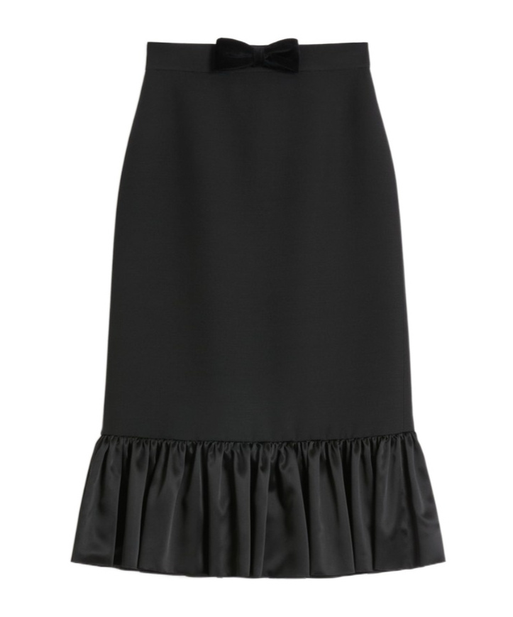 Valentino Black Crepe Couture Skirt In Black