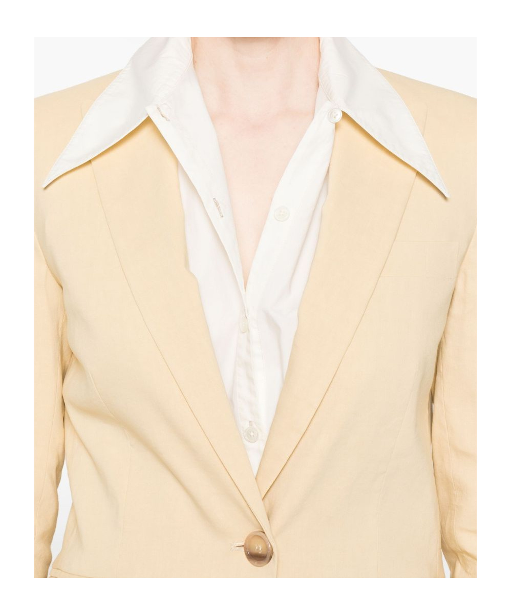 Pinko Yellow Tailored Jacket With Notched Lapels In Giallo Canna