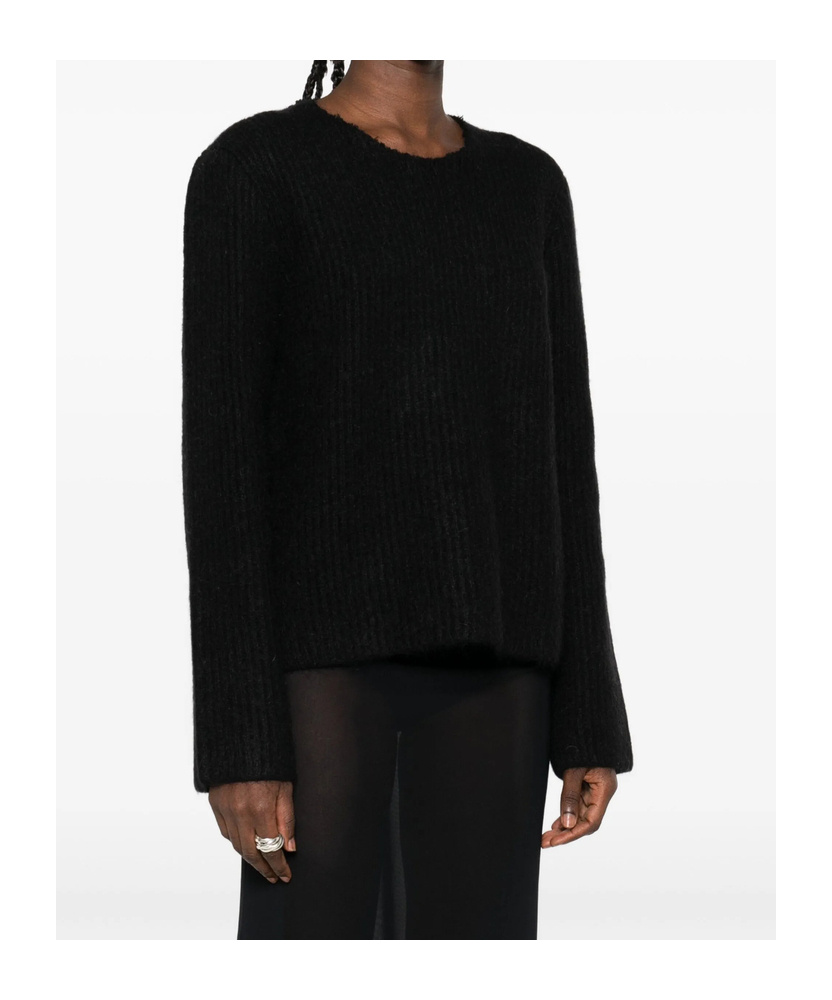 Jil Sander Ribbed Wool-mohair Blend Sweater In Black