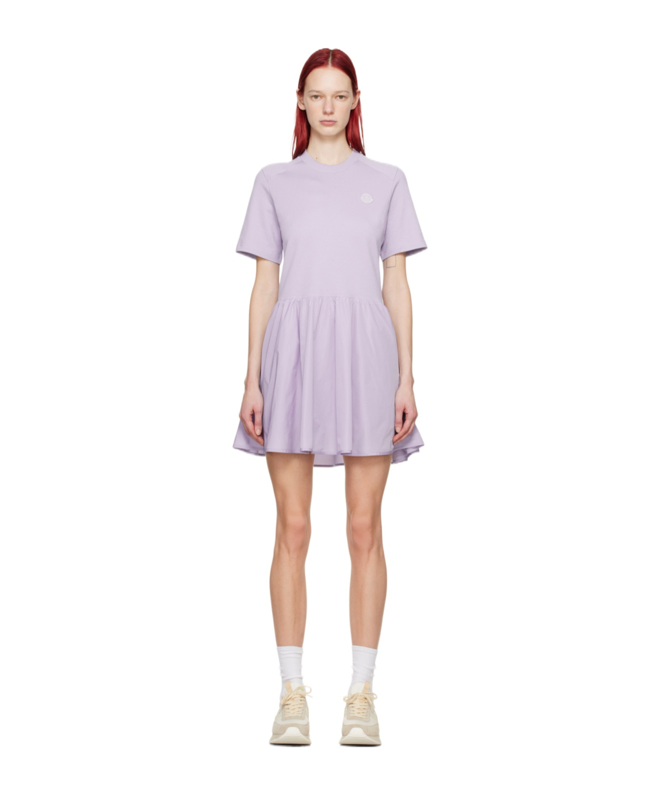 Moncler Logo Short-sleeved Dress In Purple