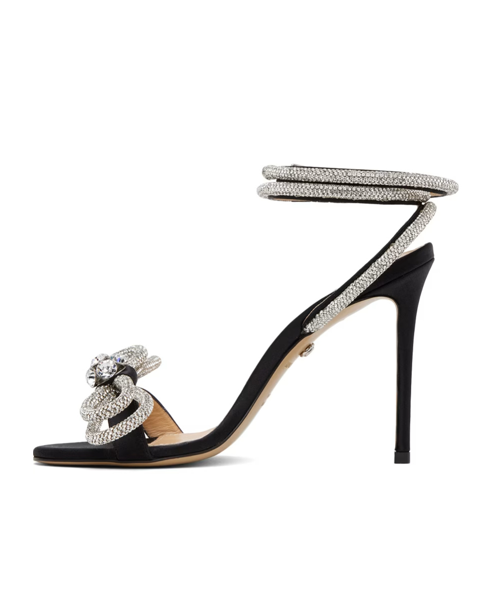 Mach&mach Black Double Bow 110 Heeled Sandals In Black