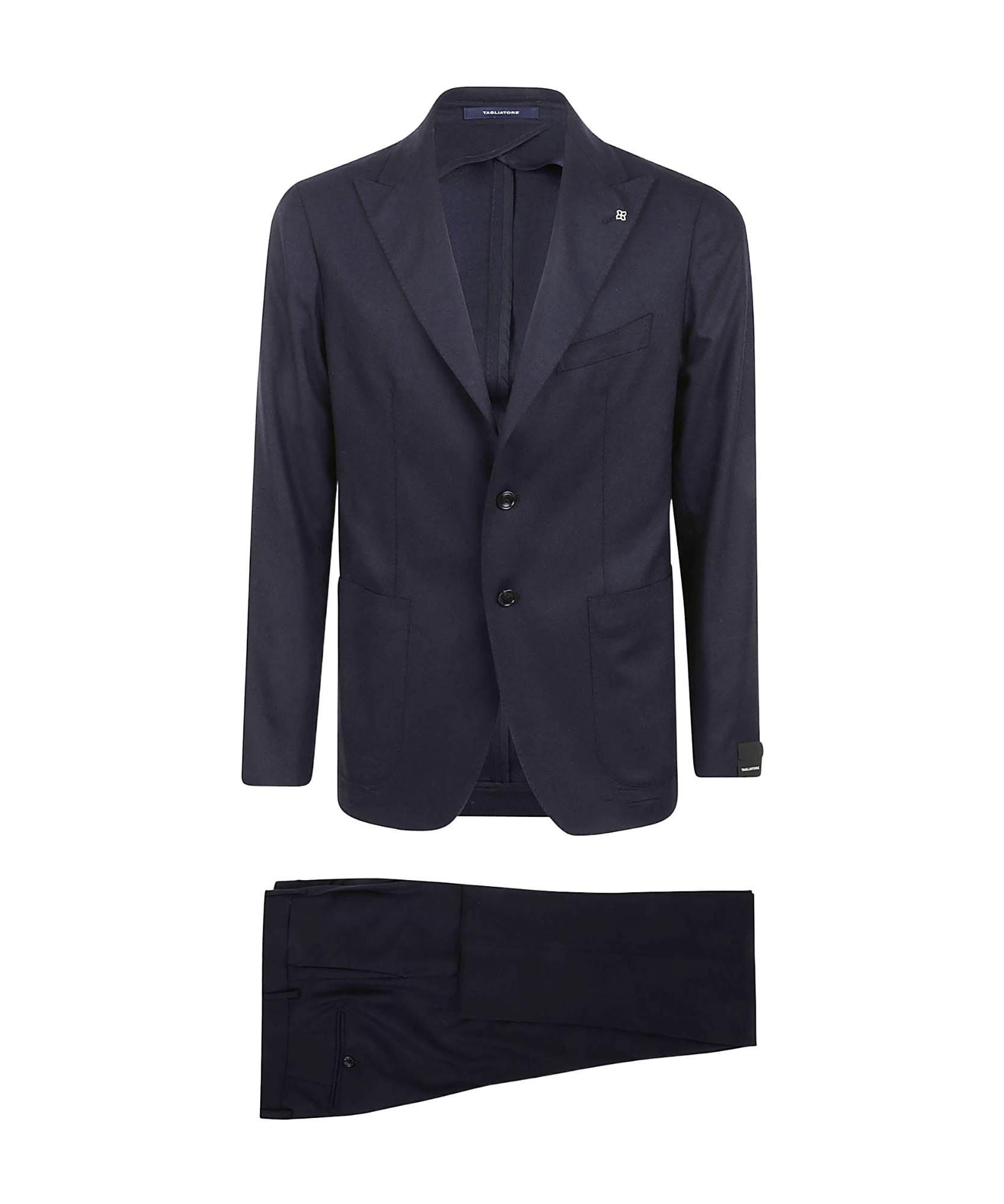 Tagliatore Three-piece Suit In High-quality Blue Fabric In Black