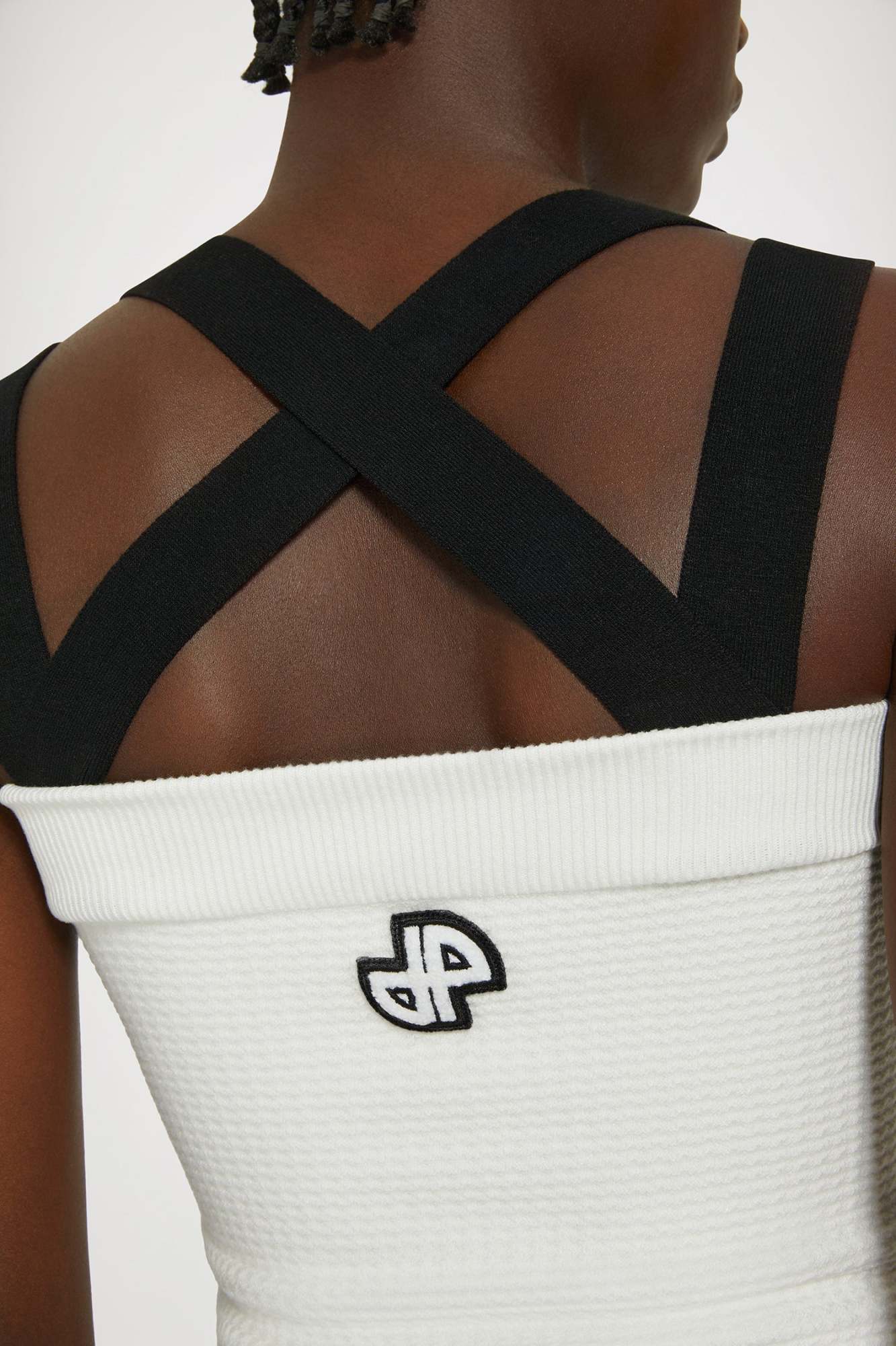 Patou Crossed Straps Mini Dress In White