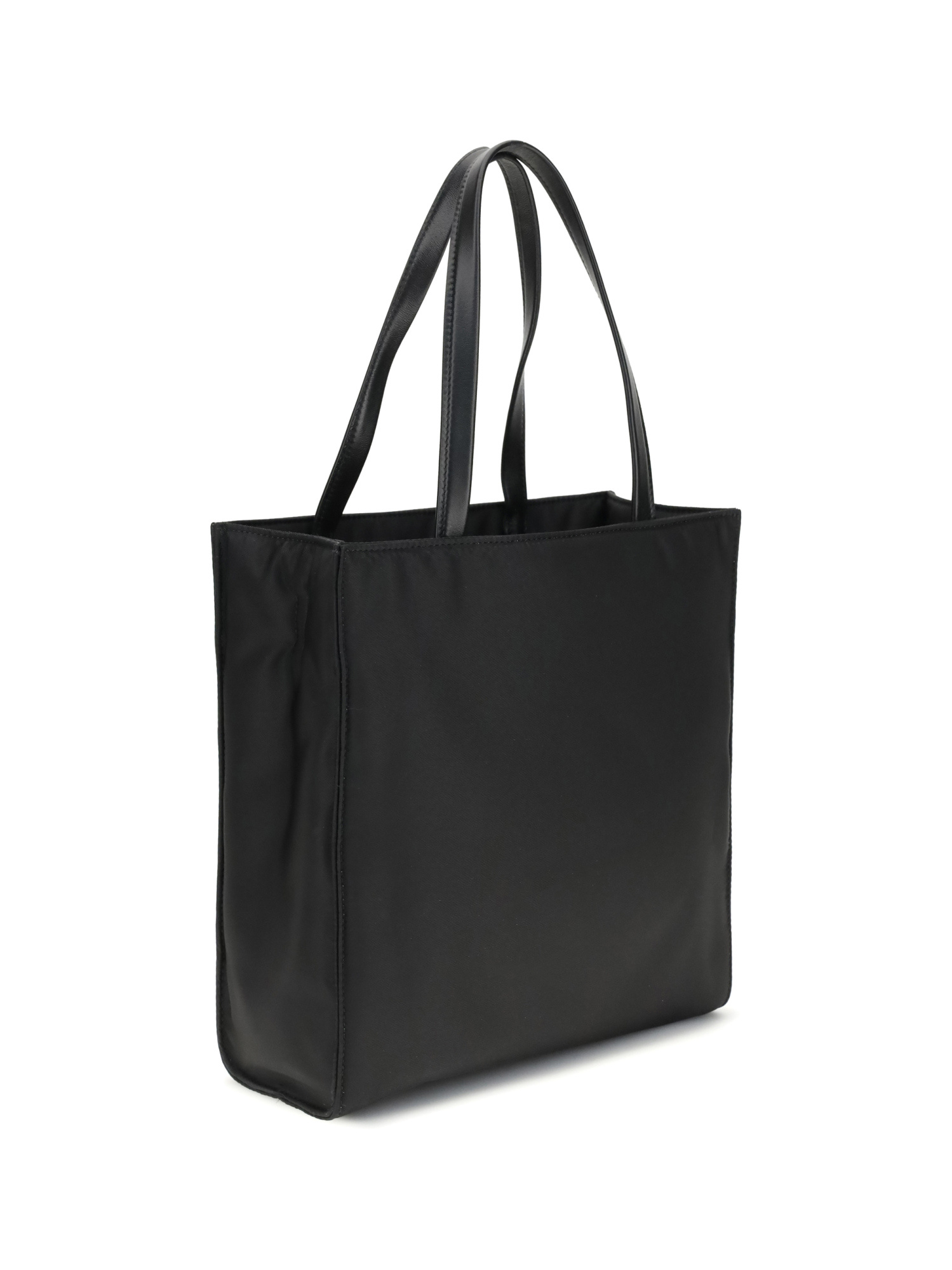 Prada Re-nylon Triangle-logo Tote Bag In Black