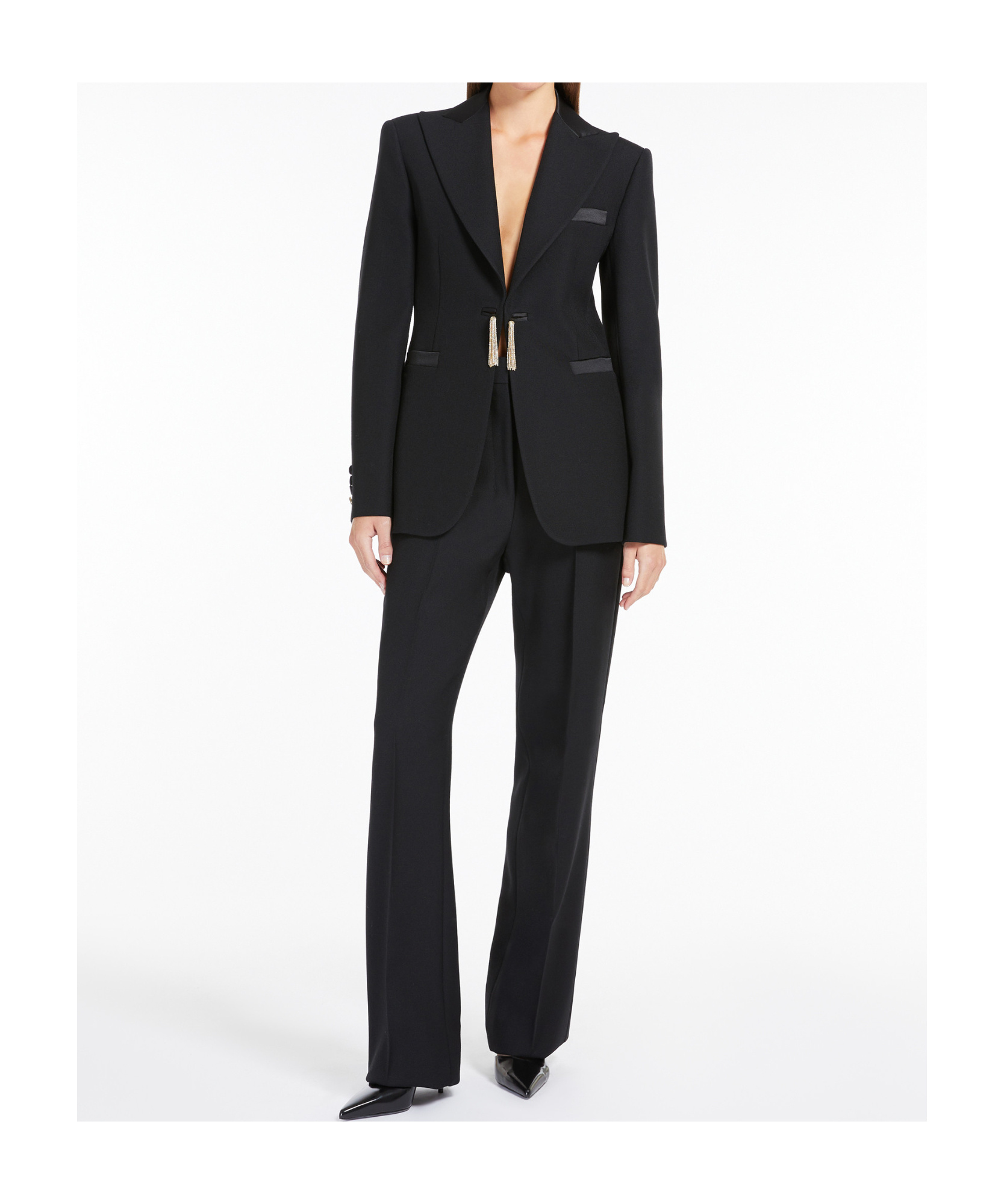 Shop Max Mara Pianoforte Pleated Straight Leg Trousers In Black