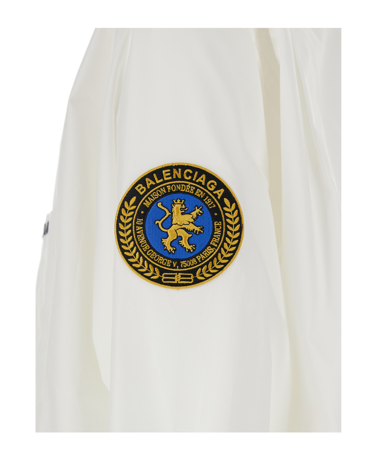 Balenciaga White Shirt With Logo Lettering On The Front And Logo Patch On The Sleeve In Cotton Man In White