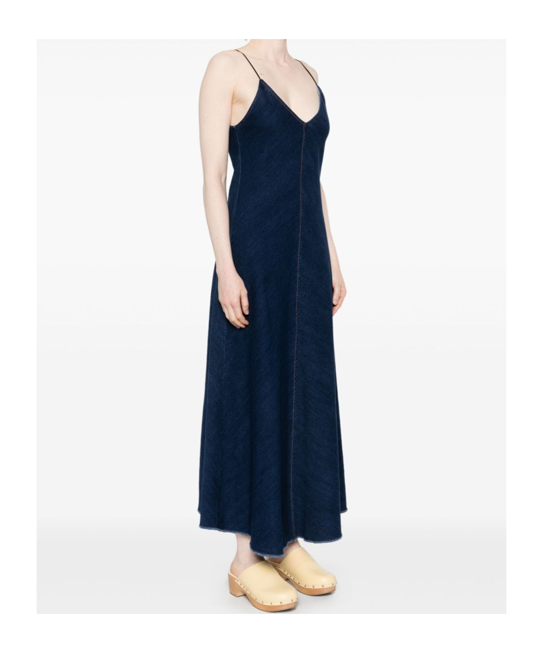 Shop Forte Forte Flared Denim Long Dress