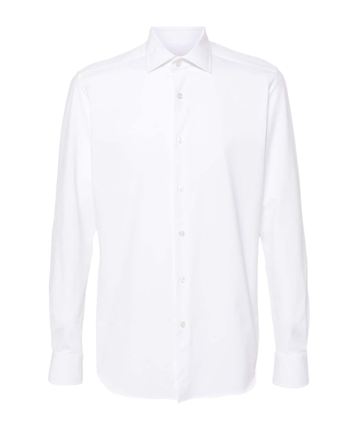 Shop Xacus Long-sleeve Poplin Shirt In White