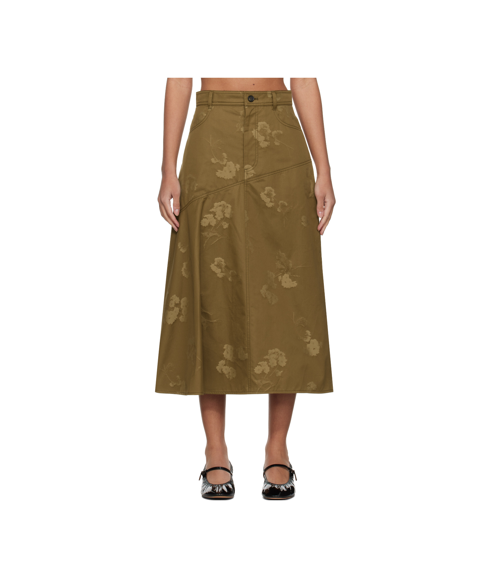 ERDEM DRAPE MIDI SKIRT