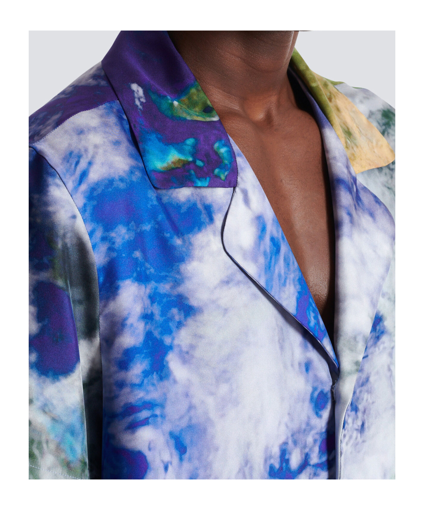 Balmain Pyjama Shirt With Earth Print In Multi