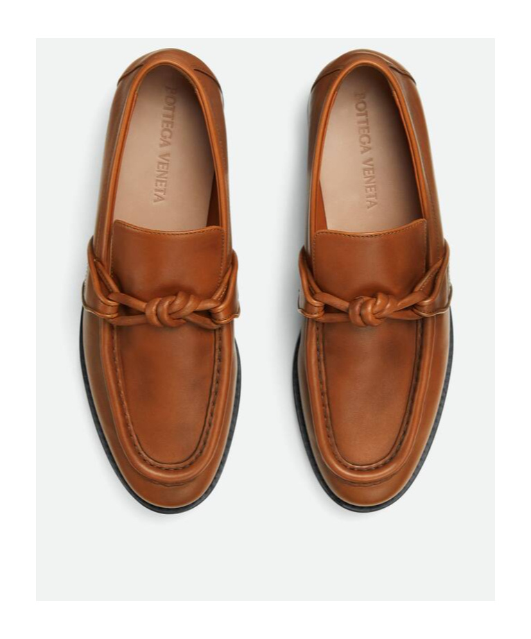 Bottega Veneta Leather Astaire Loafers Knot Detail In Brown